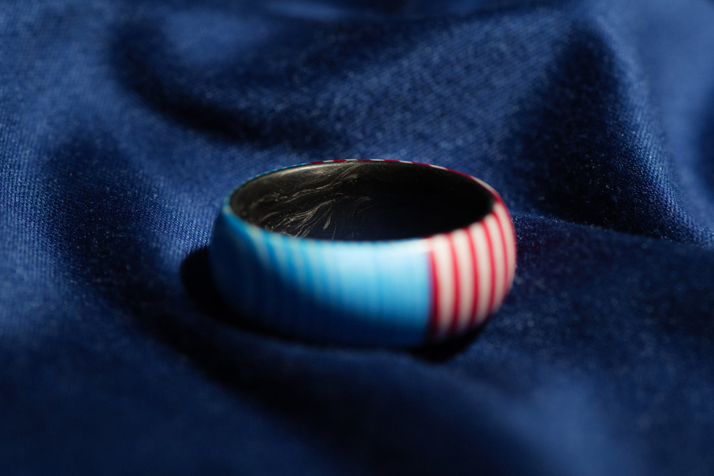 LIMITED RUN of 200 USA Flag Pattern Micarta and Forged Carbon Fiber Rings, Handmade Mens Ring, Mens Band, Comfort Fit Ring, Hand Crafted