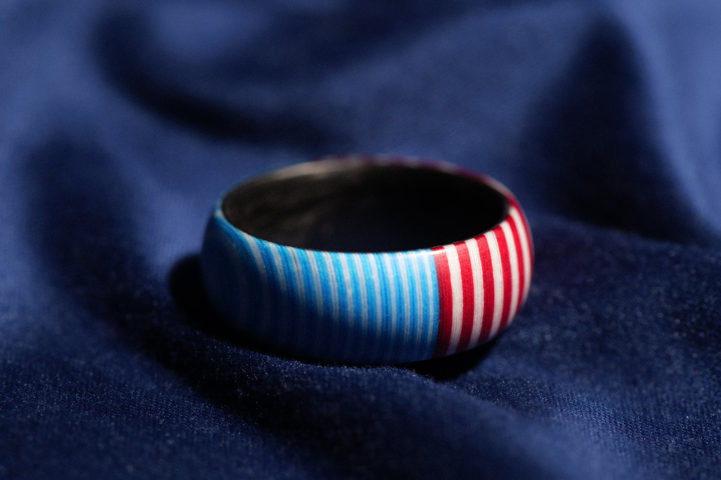 LIMITED RUN of 200 USA Flag Pattern Micarta and Forged Carbon Fiber Rings, Handmade Mens Ring, Mens Band, Comfort Fit Ring, Hand Crafted