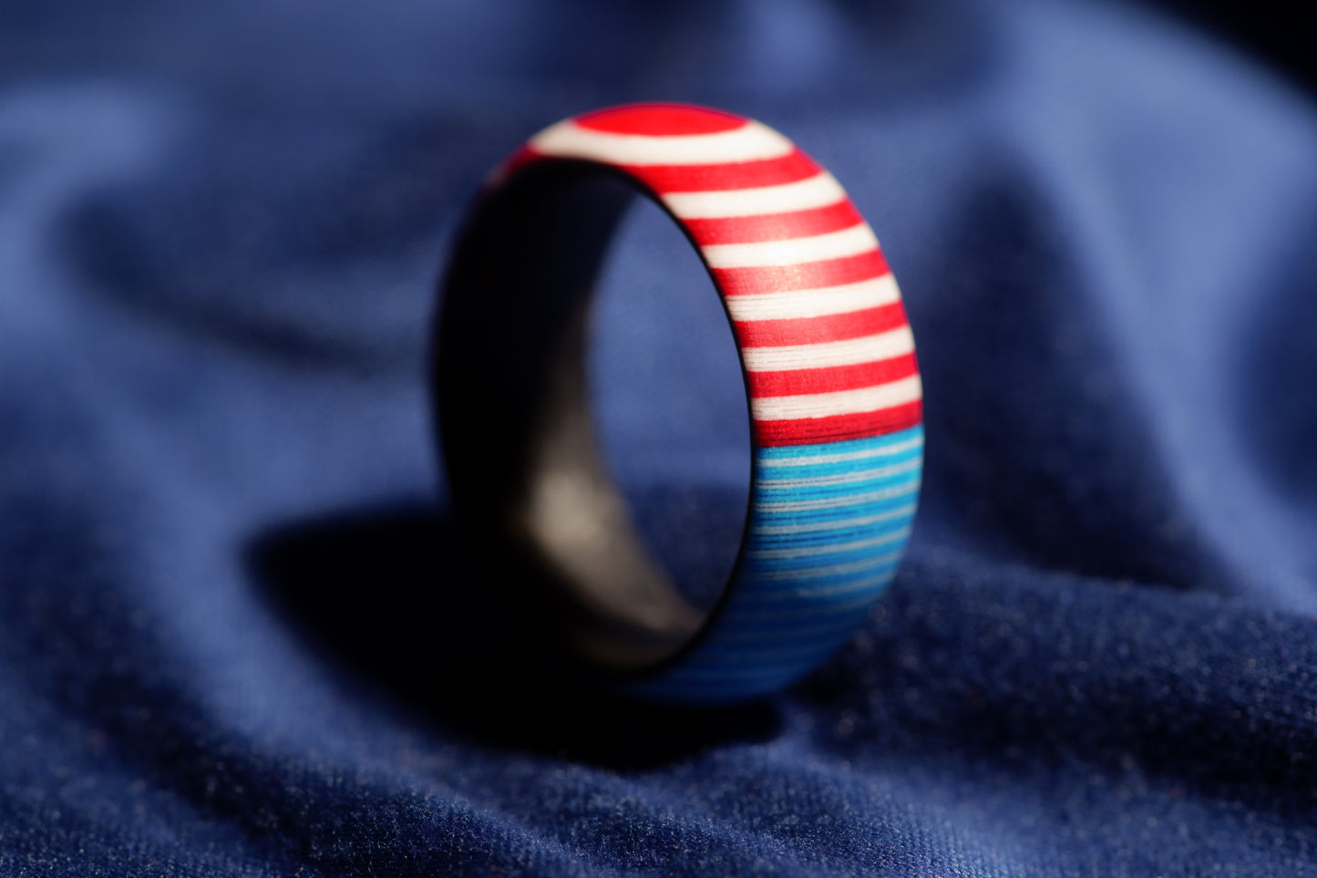 LIMITED RUN of 200 USA Flag Pattern Micarta and Forged Carbon Fiber Rings, Handmade Mens Ring, Mens Band, Comfort Fit Ring, Hand Crafted