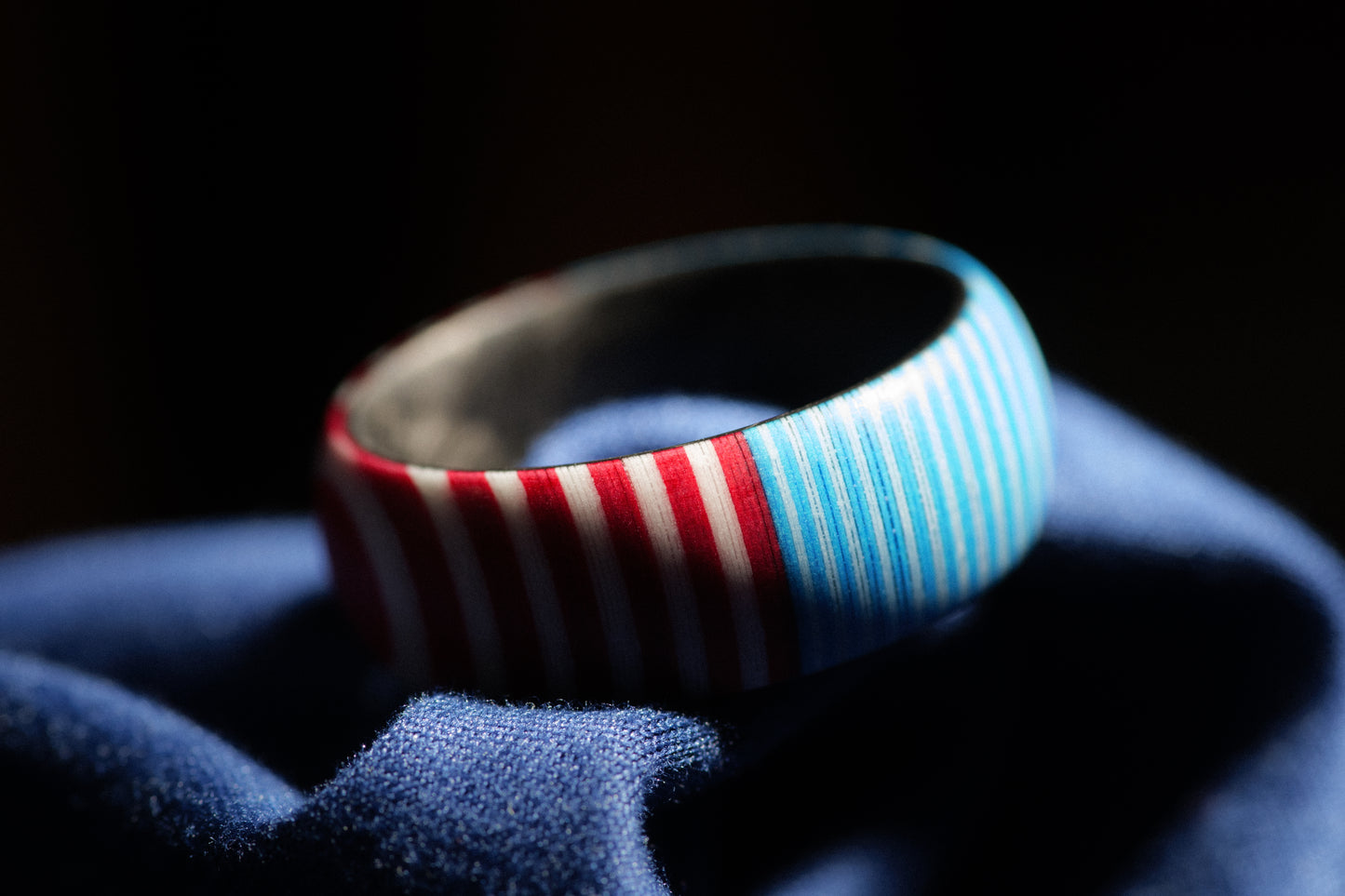 LIMITED RUN of 200 USA Flag Pattern Micarta and Forged Carbon Fiber Rings, Handmade Mens Ring, Mens Band, Comfort Fit Ring, Hand Crafted