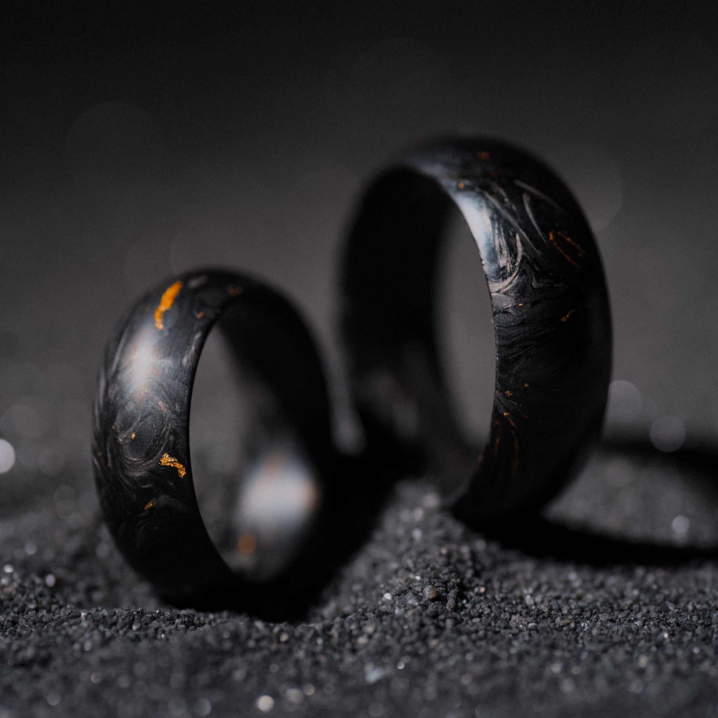 Carbon Fiber Ring With Glow Lines and Ebony, Macassar wood ,wedding ring, wedding band, polished discount finish, 6 mm width.